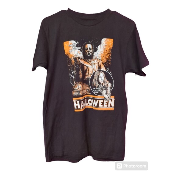 Halloween Movie T-Shirt Michael Myers Sketchy Orange Black Cotton 2015. Sz Med - Picture 2 of 7